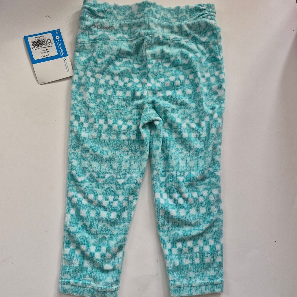 Polar fleece pants Columbia mint green white color size 3T toddler girl NWT